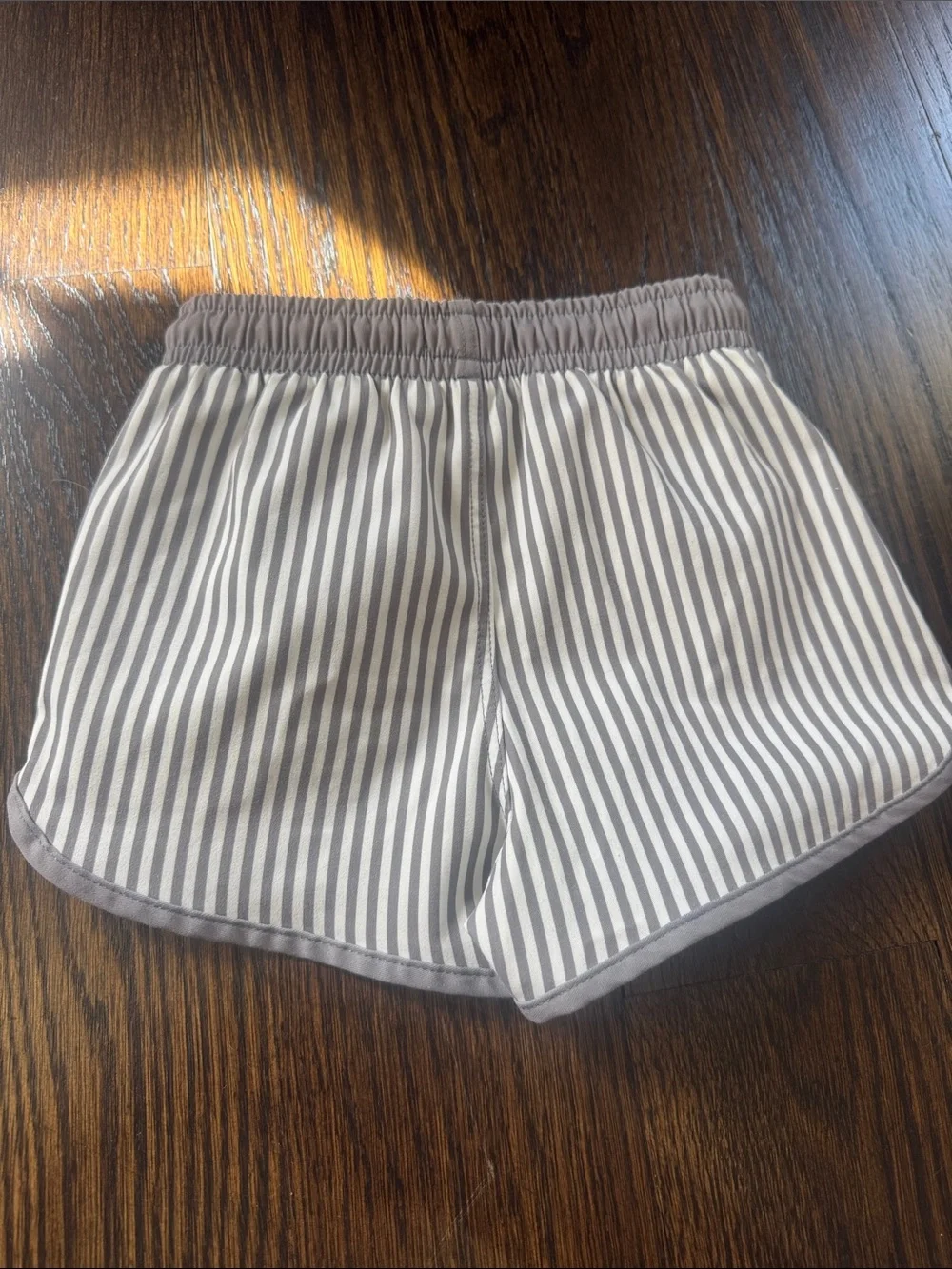 Rylee + Cru Striped Gray and White swim trunks bathing suit 12-18m